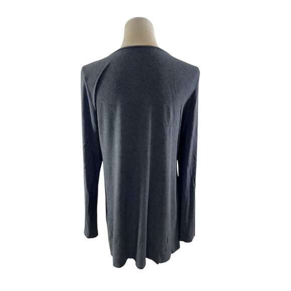 "Eileen Fisher" Gray, Jersey Top, Tunic ,Pintuck, Scoop Neck, Petite L, Charcoal - Picture 3 of 9